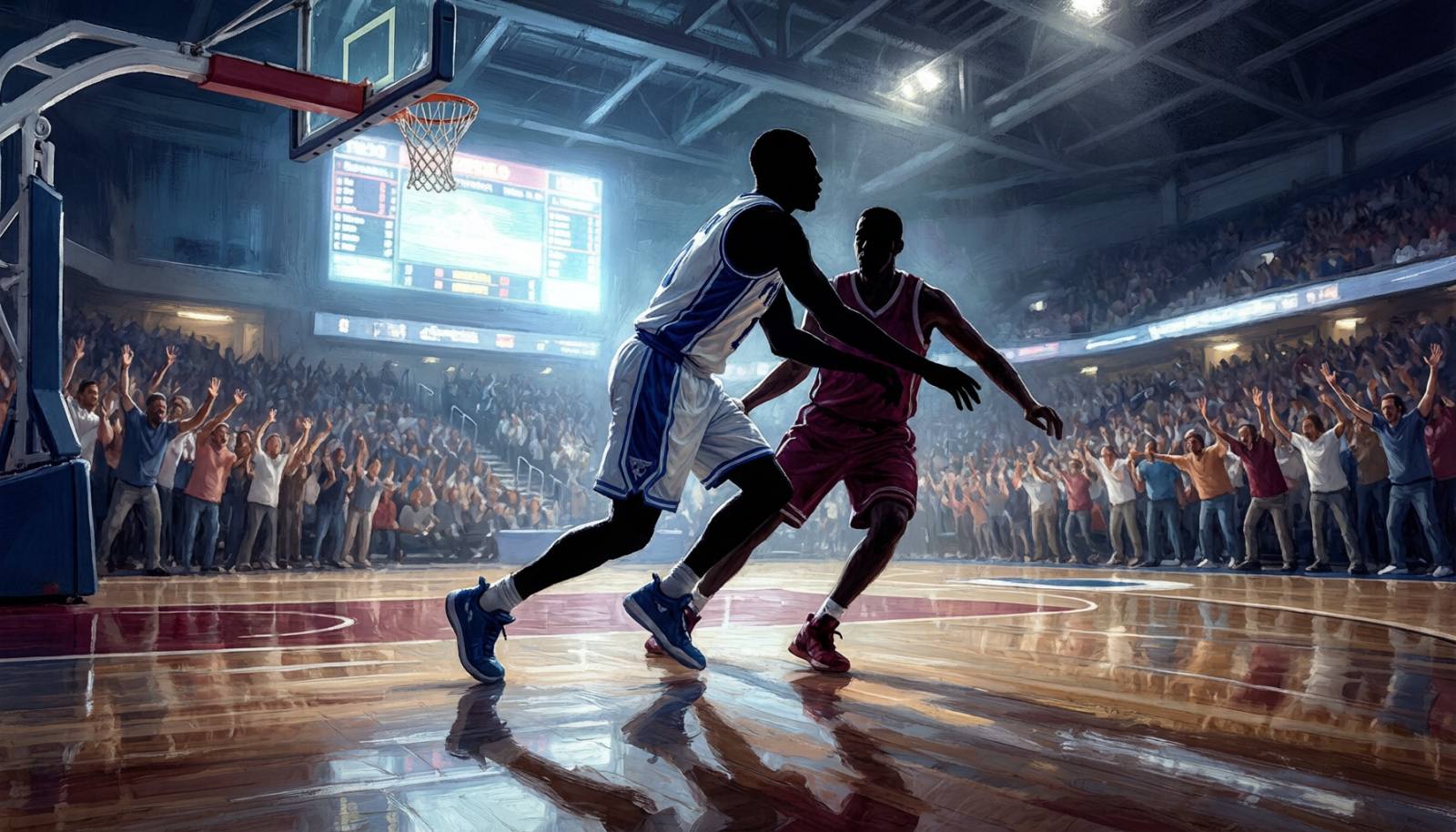 NBA逆转之夜赛场示意图（AI生成）